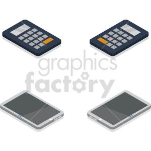 isometric calculator device set vector clipart