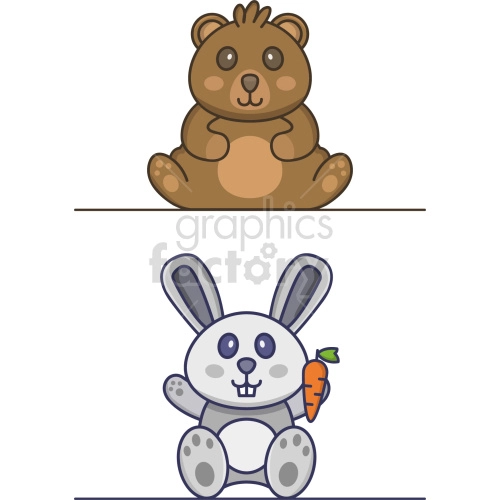 bear and bunny vector clipart