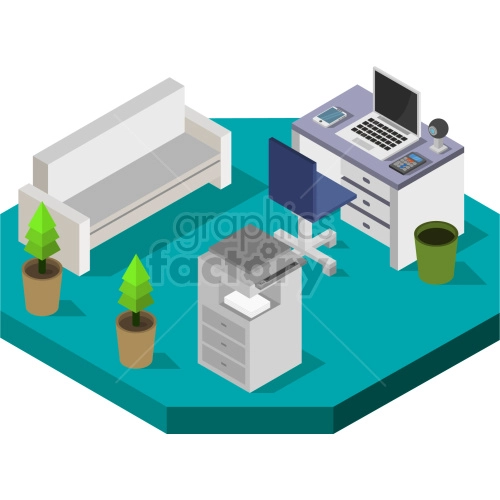 isometric modern office vector clipart
