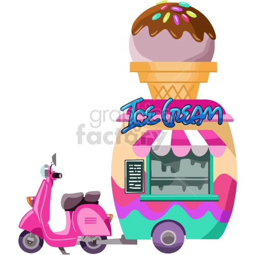cartoon ice cream cart clipart