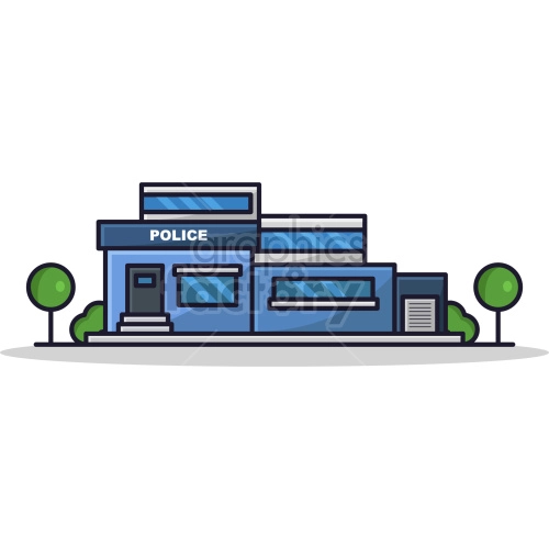 police station flat vector clipart