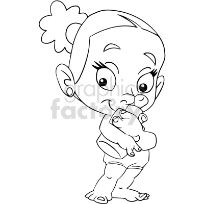 black and white baby black girl cartoon vector