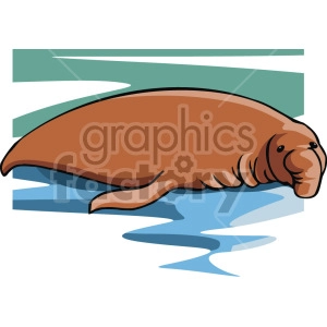 The clipart image shows an elephant seal lying on its side with its head facing towards you. Elephant seals are a large seal, but have a trunk kind of extremity, which is why they are named 'elephant' seals. 