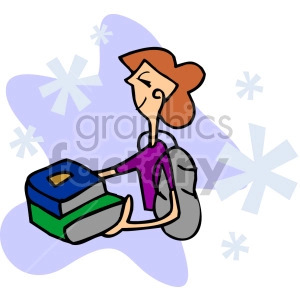 female student carrying books