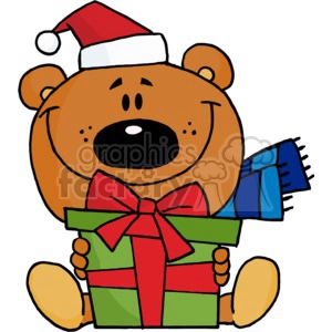 a teddy bear hold a christmas present