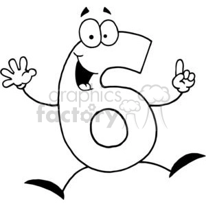 Happy Number 6 Holds Up Five Fingers and A Thumb 