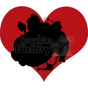 Cartoon Silhouette Elephant as Cupid in Heart