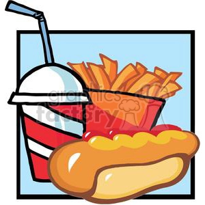Fast Food Hot Dog Drink And French Fries