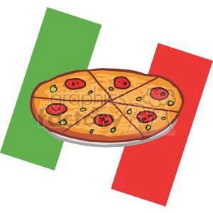 Pepperoni Pizza In Front Of Flag Of Italy