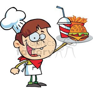 Chef Holding Up Hamburger Pop With French Fries