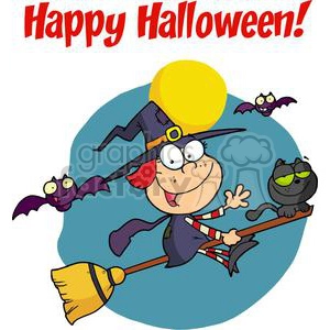 Happy Holidays Greeting With Halloween Little Witch
