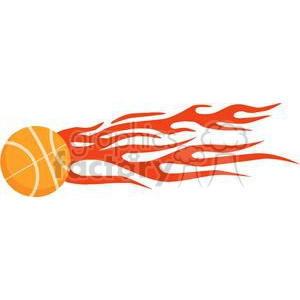 Flaming basketball on white