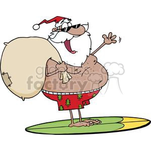 African-American--Santa-Claus-Carrying-His-Sack-While-Surfing