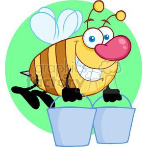 4106-Happy-Honey-Bee-Flying-With-A-Buckets
