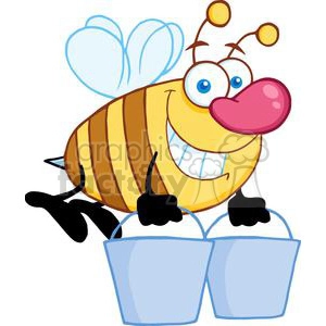 4105-Happy-Honey-Bee-Flying-With-A-Buckets