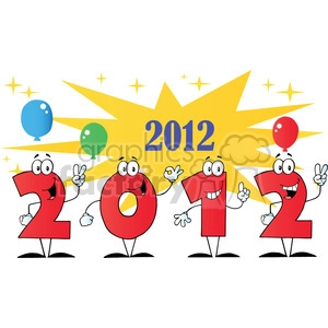 2100-2012-New-Year-Numbers-Cartoon-Characters-With-Stars-And-Balloons