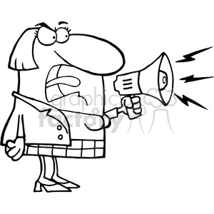 102565-Cartoon-Clipart-Mad-Business-Woman-Yelling-Through-A-Megaphone