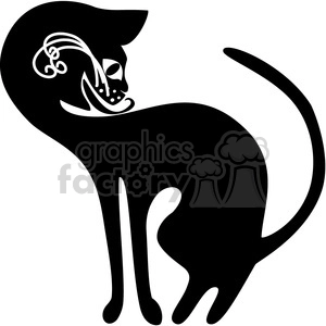 vector clip art illustration of black cat 018