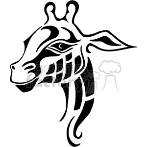 The image is a black and white clipart of a stylized giraffe head. It's designed in a bold, outline style that is suitable for vinyl decals, tattoos, or logos.