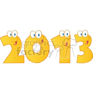 4988-Clipart-Illustration-of-2013-New-Year-Gold-Numbers-Cartoon-Characters