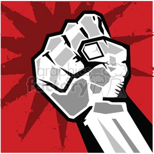 clenched fist on red background