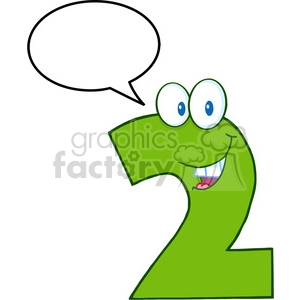 4974-Clipart-Illustration-of-Number-Two-Cartoon-Mascot-Character-With-Speech-Bubble