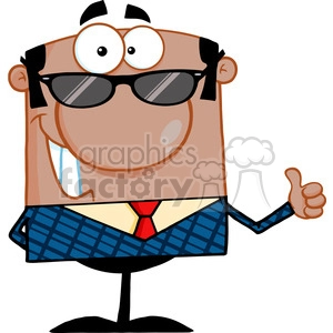 Clipart of Happy African American Business Manager With Sunglasses Showing Thumbs Up