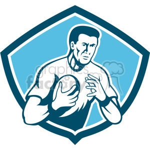 half rugby player holding ball front