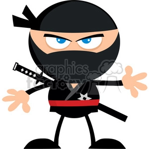 Royalty Free RF Clipart Illustration Angry Ninja Warrior Cartoon Character Flat Design
