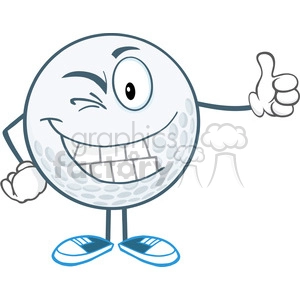 5727 Royalty Free Clip Art Winking Golf Ball Cartoon Character Holding A Thumb Up