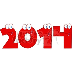 5661 Royalty Free Clip Art 2014 New Year Red Numbers Cartoon Characters