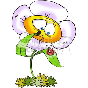 cartoon flower with ladybug