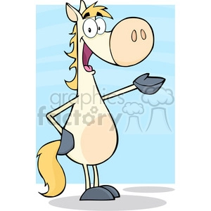 5681 Royalty Free Clip Art White Horse Cartoon Mascot Character