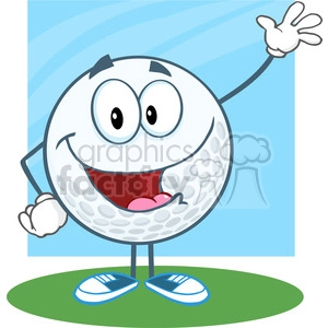 5716 Royalty Free Clip Art Happy Golf Ball Cartoon Character Waving For Greeting [Converted]