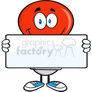 6025 Royalty Free Clip Art Red Light Bulb Cartoon Mascot Character Holding A Banner