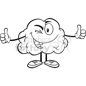 5978 Royalty Free Clip Art Winking Brain Character Giving A Thumb Up