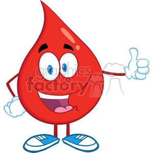 6192 Royalty Free Clip Art Red Blood Drop Character Giving A Thumb Up