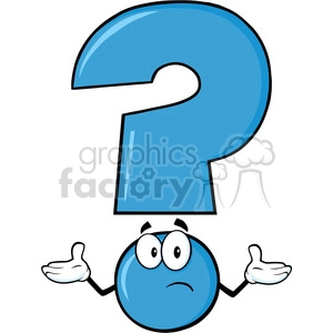 6272 Royalty Free Clip Art Blue Question Mark Cartoon Character With A Confused Expression