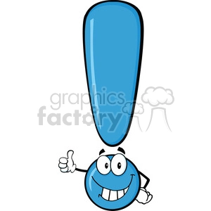 6288 Royalty Free Clip Art Blue Exclamation Mark Cartoon Character Giving A Thumb Up