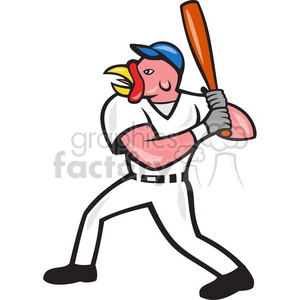 turkey baseball player batting mascot