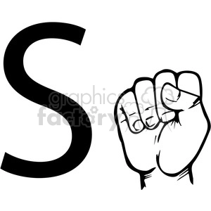 ASL sign language S clipart illustration worksheet