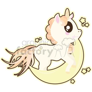 cartoon Unicorn Moon illustration