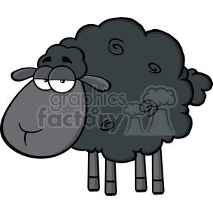 Royalty Free RF Clipart Illustration Cute Black Sheep Cartoon Mascot Character