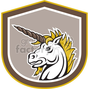 angry unicorn in shield shape