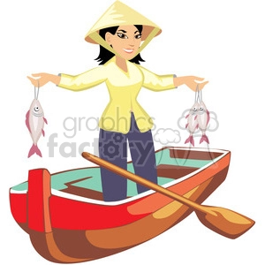 asian female fishing