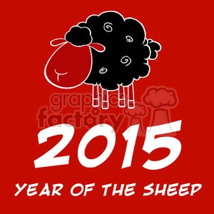 Royalty Free Clipart Illustration Year Of The Sheep 2015 Design Card With Black Sheep