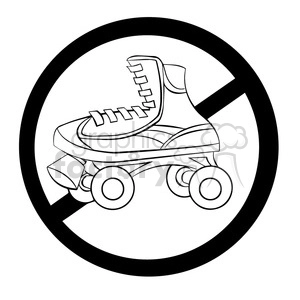 no roller skating sign in black and white