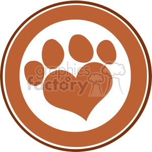 The image is a clipart of a paw print with a heart shape in the center. 
