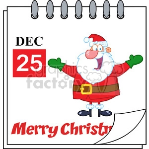Royalty Free RF Clipart Illustration Christmas Holiday Calendar With Jolly Santa Claus With Open Arms