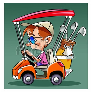 image of man driving a golf cart nino en carro de golf